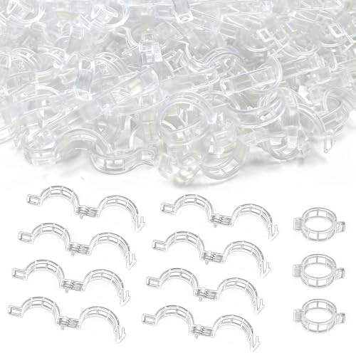 HTRTRR 200 Stück Pflanzenclips, Wiederverwendbare Tomatenclips & Pflanzenklammern, Rankhilfe für Kletterpflanzen, Pflanzenstützen für Tomaten, Gurken, Blumen, Paprika und Gemüse