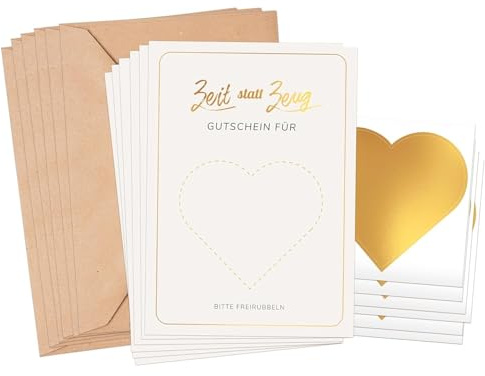 BIROYAL 6 Stück Gutscheine zum selber ausfüllen, Rubbelkarten zum selber beschriften mit Umschlägen, Gutscheinkarte zum Selbstausfüllen, Geburtstagskarte, Gutschein Karte Geburtstag