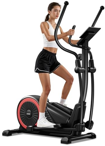 UMAY Elliptical Exercise Machine with 15.5 Stride & Heart Rate Grips, Silent Magnetic Elliptical Trainer for Home with 16 Levels Resistance and LCD Monitor, 400LBS Weight Capacity