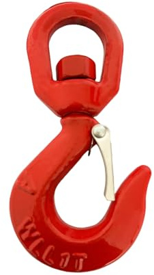 HENBOW 1 Ton Swivel Lifting Hooks,G80 Safety Tow Chain Hooks with Latch,2200Lbs Safety Load Limit,Heavy Duty Alloy Steel Round Rotating Sling Towing Log Hook for Lifting and Towing