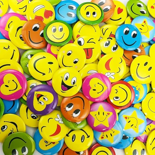 LuyoNova 50 Stück Buttons Pins Buttons Anstecker Smiley Pins Anstecker Pride Pins Smile Buttons Anstecker für Auszeichnungen Studenten Dekoration Kleidung Hüte Rucksäcke Dekorationen Brosche