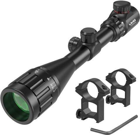 UUQ 3-9x40AO Rifle Scope with Red & Green Illumination - Long Range Hunting Optics for Air Sniper, Crossbow, Airsoft, Pellet Gun, BB, Airgun - Waterproof, Fog-Proof (3-9X40AO GREEN LENS)