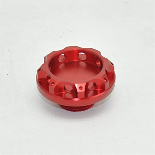 ZAPYVET 41 mm Aluminium-Motoröl-Kraftstofffilter-Tankdeckel-Abdeckung, schwarzes Emblem(Red)