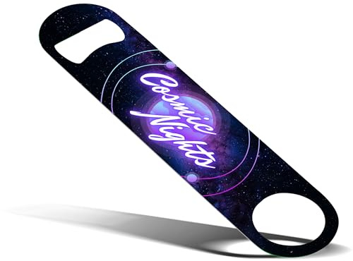 NEON Designs Cosmic Bar Décapsuleur à lame de bar – Décapsuleur de bière peinture néon avec imprimé galaxie | Lame de bar pour maison, pub, accessoires de bar personnalisés et cadeaux de bar