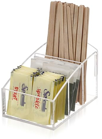 SUMNACON Zuckerpaket Halter, Acryl Teebeutelhalter, Zuckerverpackungskorb, Organizer für Gewürz Paket, Teebeutel, Kaffeepads im Arbeitsplatte, Kaffee Bar, Schrank Transparent