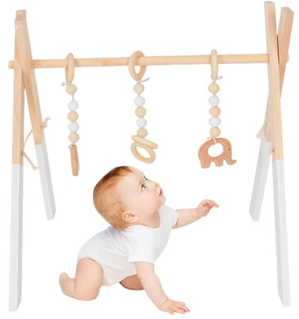 Hitburu Faltbares Fitnessspielzeug,Holzrahmen bastelt er-Fitnessspielzeug - -Lernspielzeug für Wohnzimmer, Neugeborenenzimmer, frühkindliches Bildungszentrum, Kinderzimmer