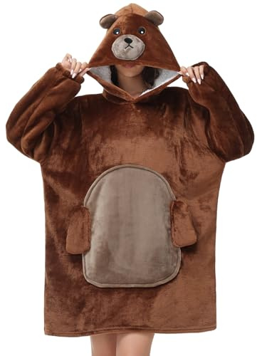 Xinlong Manta Sudadera Sherpa Oversize con Mangas y Capucha Panda Manta Sofá Portátil Unisex Hombre Mujer Regalo Invierno