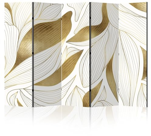 LUMASOUL Biombo Separador de Ambientes Unilateral - Plantas Motivo - Biombos Separadores de 5 Paneles - Biombos Decorativos para Divisor Ambientes - Glamuroso 225x172 cm