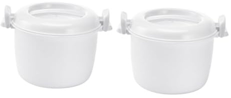 SMASOLO 2 piezas Arrocera para Microondas Pequeña Caja de Alimentos Reutilizable Práctica y Multifuncional con Asa Superior Plástico Resistente de Alimenticio para Cocinar Arroz y