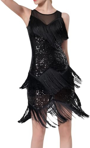 Charleston Costume Donna Vestito Charleston Donna Anni 20 Vestito Verde Xs Costume Curvy Vestiti Carnevale Con Frange Paillettes 20 Anni Abito Gonna Bambina 30 Costumi Abito Carnevale Coppia Adulti