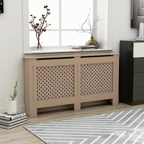 Logeirevo MDF Radiator Cover Heater Cover Cabinet Shelf, Modern Design Household Appliance Heating Accessories, 59.8x7.5x32.1,-1115