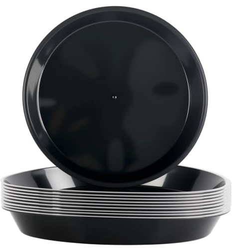 Gykutix 10 Piezas Plato Maceta Redondo Platos para Macetas 30 cm Platillos para Plantas Plastico Posavasos para Macetas Jardín Plantas Bandejas para Exteriores e Interiores Balcón (Negro)