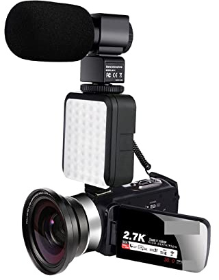 Cámara Digital, Videocámara de visión Nocturna 2K Zoom 16X Cámara de Video Vlog infrarroja for 2.7K 30MP Grabadora Digital portátil Transmisión en Vivo(No SD Card,Mic Lens Light)