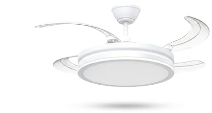 CIVELLO GLOBAL Ventilador de Techo con Luz LED 42” con Aspas Retráctiles, Motor DC Silencioso, 6 Velocidades, Mando a Distancia, Función Reversible, Temporizador