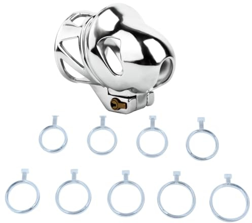 HYSHGJY Male Chastity Cage with Coronal Sulcus Ring, Stainless Steel Locking Device,Cock Condom Locking Device, 2.48in Length