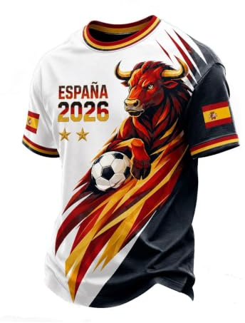 Camiseta Conmemorativa de España 2026 – Celebra el Campeonato y la Segunda Estrella – Manga Corta para Hombre – Edición Histórica