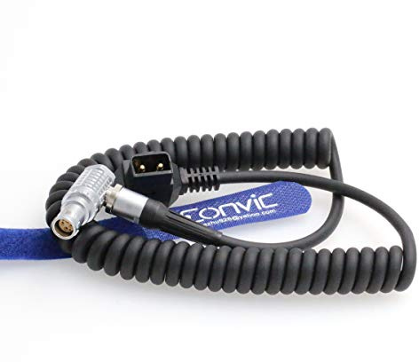 Eonvic D-Tap to Right Angle1B 6 Pin Female Power Coiled Cable for Arri Alexa Mini Camera Red Scarlet & Epic