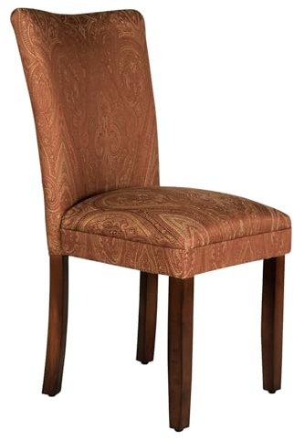 Homepop Home Decor |K1136-F765 | Classic Upholstered Parsons Dining Chair | Single Accent Dining Chair, Red & Gold Damask