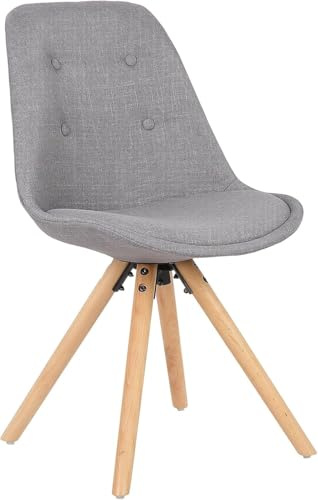 WOLTU Esszimmerstuhl Küchenstuhl gepolstert | Retro Design, Sitzfläche aus Leinen, für Wohnzimmer Küche Esszimmer, Grau