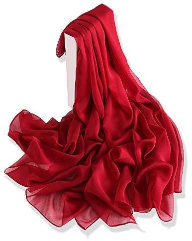 PLECUPE Sommerschals Damen Schal, Mode Design Lange Chiffon Scarf Wrap Frühlingsschal Sommer Accessoire Shawl Seide Beach Scarves für Geschenk, Weinrot