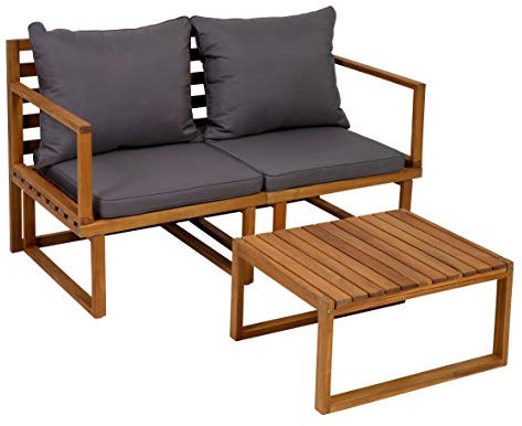 Greemotion 131827 Balkonmöbel-Set Dijon, Sitzgruppe aus Akazienholz FSC 100 %, Balkonset mit Tisch und zwei Stühlen, Gartenmöbel-Set inkl. Sitzkissen