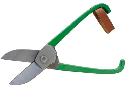 Dönges Englische-Blechschere, Länge 200 mm (Blechschere), mit Schraube und Feder, lackiert, mit Lederband zum Schließen, Griffe mit Kunststoff überzogen, präzise Schnitte möglich
