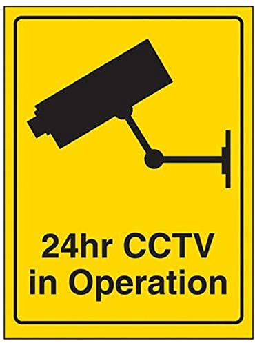 V Safety 6E073AN-RY Cartello con Telecamera CCTV 24 Ore in operazione, 150 mm x 200 mm, in plastica Rigida, Nero, 150mm x 200mm