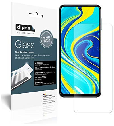 dipos I 2X Protector de Pantalla Mate Compatible con Xiaomi Redmi Note 9 Pro Vidrio Flexible Cristal Proteccion 9H (1x Delantera + 1x Trasera)