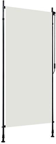 Tidyard Senkrechtmarkise Vertikalmarkise Sonnenmarkise Balkonmarkise Balkonrollo Seitenzugrollo Thermorollo Klemmrollo Sonnenschutz Sichtschutz für Balkon Terrasse, 100 x 270 cm Creme