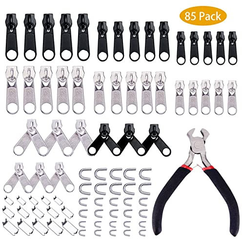 Haraqi Reißverschluss Reparatur Set - 85 Stück mit Zangen und Ersatz Reißverschlüssen für DIY-Projekte