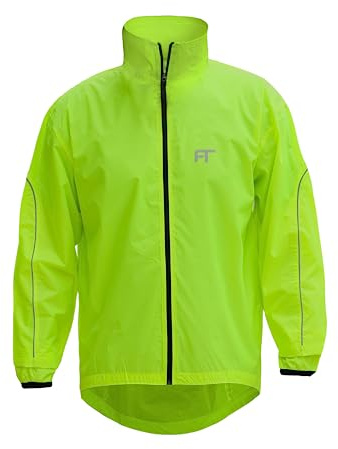 Fashion Track lätt vattentät cykeljacka herr | hög synlighet löpartopp unisex regnrock | vindtät, andningsbar och reflekterande | S-XXL, gRÖN, S