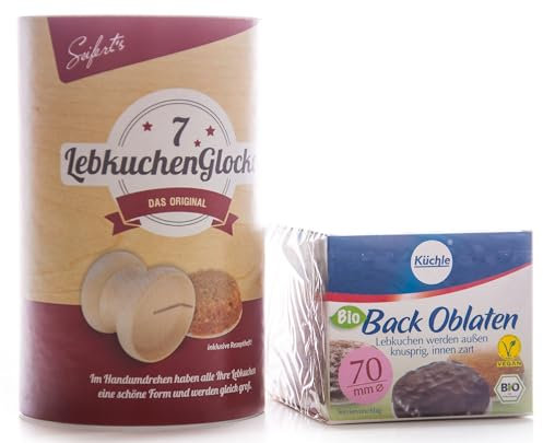 Lebkuchenglocke | Das Original | Hochwertiges Lebkuchenformer Back-Set 7 cm | inkl. Backoblaten | ideal für saftige Lebkuchen
