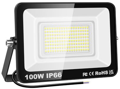 PICAA Utomhus LED-strålkastare, 100 W 6 500 K Arbetsstrålkastare, Säkerhetsljus, Superljus Projektor för Camping, Bilreparation, Vandring Och Fiske