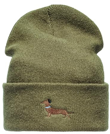 Baddery Beanie - „Dackel“ - Bestickte Strickmütze | Warme Wintermütze für Herren & Damen