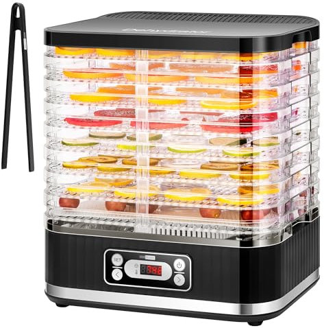 VIVOHOME Deshidratador de Alimentos con 8 Bandejas Deshidratadora de Frutas con Pantalla LCD Temperatura Ajustable 35-70℃ Deshidratadoras de Carne Setas y Fruta Temporizador de 72H