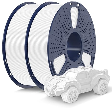 SUNLU PLA Weiß Filament 1.75mm, 3D Drucker Filament Weiß PLA 2KG | Maßgenauigkeit +/- 0,02mm, Sauber Gewickelte 1KG Spule (2,2 lbs) für Meisten 3D Drucker, Weiß 2000g