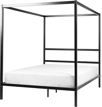 Beliani Cama con somier de Metal Negro 140 x 200 cm contrachapado Marco Dosel Lestards