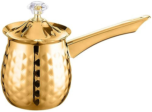 BESTonZON Taza De Acero Inoxidable Jarra para Servir Café Olla para Hacer Salsas Cafetera Espresso Turca Caldera De Café Taza De Espumador De Leche Tetera De Cafe Mango Largo Boca Puntiaguda