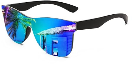FEISEDY Randlose Sonnenbrille Verspiegelt Herren Damen B4114 | Einstückige Linse, UV400 Schutz