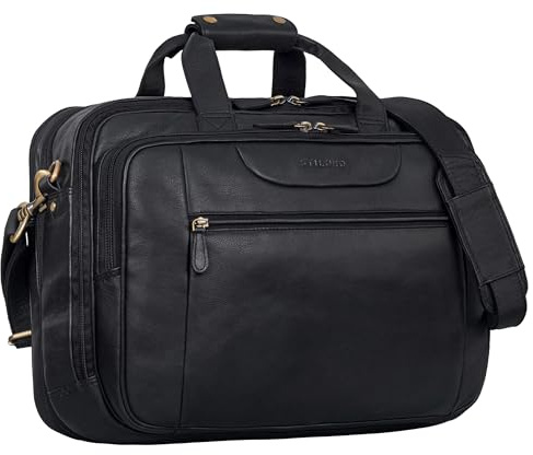 STILORD 'Knut' Moderne Aktentasche Leder im Vintage Design Bürotasche Damen Office Bag Männer Aktentasche Echtleder Lehrertasche Vintage Ledertasche, Farbe:schwarz