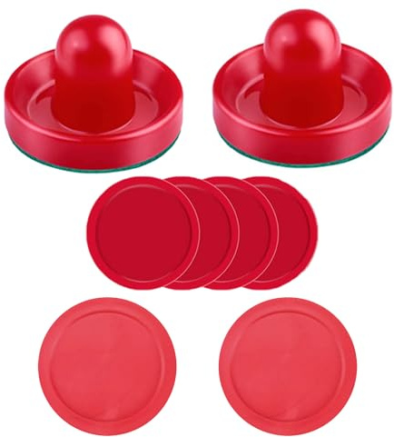 Inscool Air Hockey Accessories, 2-Pack Pushers, 2-Pack 3.25-Inch Pucks, 4-Pack 2.5-Inch Pucks, Red