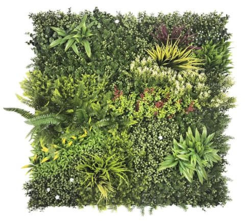 BONERVA Jardín Vertical Artificial Exterior 100x100 cm | Panel Jardín Vertical Ignífugo Clase B, Protección UV, Muro Verde Interior 1 m²