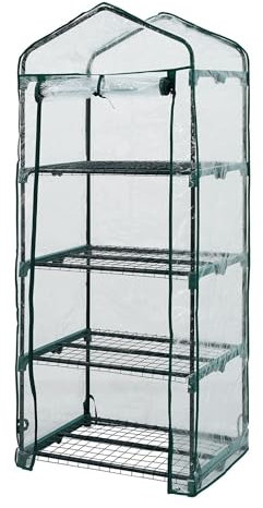 Top Home Solutions® Mini Greenhouse - 4 Tier Cold Frame With Clear PVC Cover, Roll-Up Zipped Door - Portable Greenhouse For Plants And Seedlings - Perfect for Outdoor Garden and Home