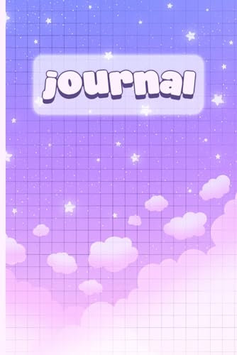 Purple Kawaii Paperback Journal: Cute Notebook Diary with a Pastel Design On Each Page | Lilac Girly Japanese Korean Stationery | A5 6x9 | 12 checkered pages with Celestial Aesthetic