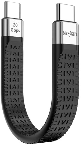 Mysight USB C Kabel Kurze, [USB 4 Gen 2] FPC Flat Design Kurz USB Ladekabel PD 100W Schnellladung Kompatibel für Samsung Galaxy S25 S24, iPhone 17 Pro/17ProMax, MacBook Air/Pro
