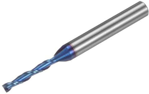 QUARKZMAN Hartmetallfräser 1/4 Zoll Schaft, 2-Flöten CNC Fräser, Nano-Beschichtung für Edelstahl, Verbundwerkstoffe und Legierungen, Blau