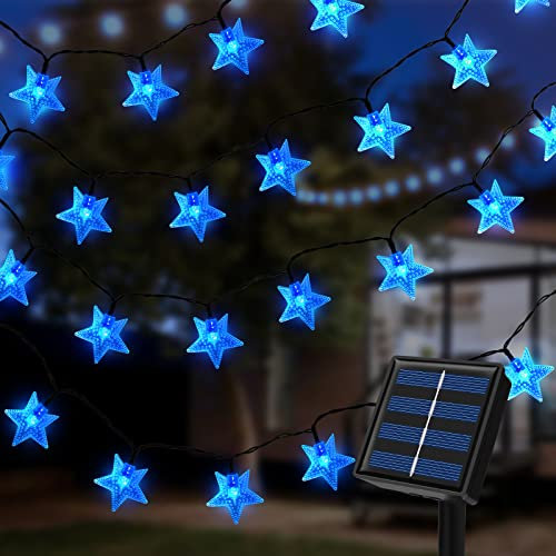 Ninonly Catena Luminosa Stella, 7m 50 LED Catena Luminosa Esterno Solare, Stella Luci Led Impermeabili, Stelle Catene Luminose per Feste Natale Matrimoni Giardino Cortile Decorazione