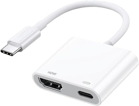 USB C to HDMI Adapter, 1080p 4K Converter With Charging 2-In-1 Type C To HDMI Converter With TV HDTV Monitor Projector Video Audio Sync Screen Cable for iPhone Mac Samsung Huawei HP