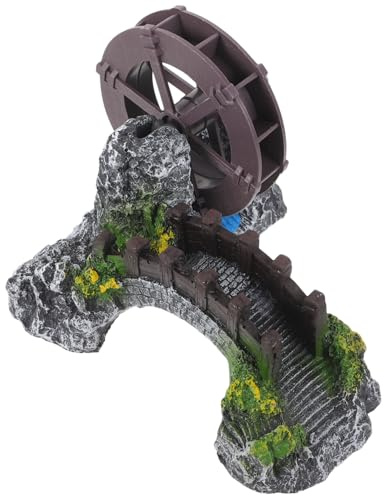 KITANDOVE Miniature Bonsai Water Wheel Oxygen Pump for Fish Tank Garden Decor Rotating Windmill Lifelike Aquarium Decoration Small for Space Saving