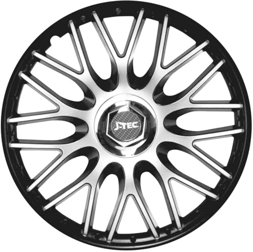Radkappen 14 Zoll 4er-Set, Radzierblenden Schwarz-Silber für Stahlfelgen | Passend für viele Modelle von VW, Opel, Ford, Fiat, Renault, Peugeot, Citroën & Toyota mit 14 Zoll Stahlfelgen